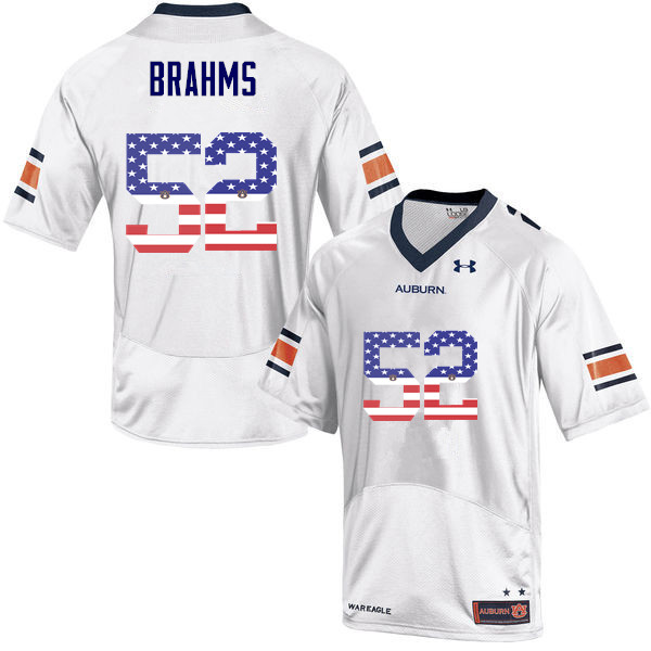 Auburn Tigers Men's Nick Brahms #52 White Under Armour Stitched College USA Flag Fashion NCAA Authentic Football Jersey FZB8374UM